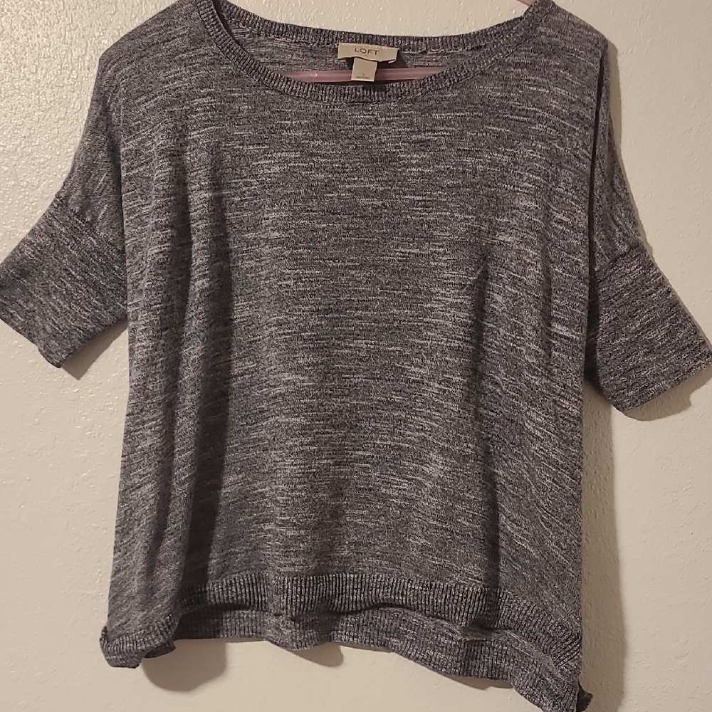 LOFT Women's Heathered Gray Short Sleeve Top